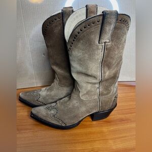 Sonora Suede Leather Cowboy Boots, Brown,
8.5